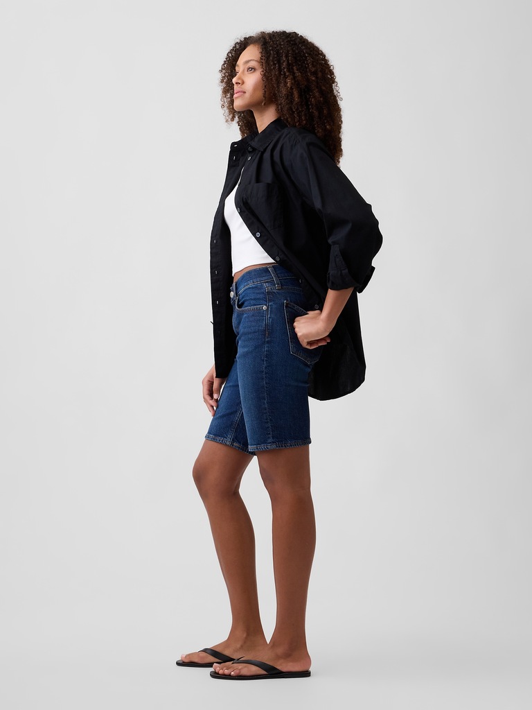 9" Mid Rise Soft Denim Bermuda Shorts