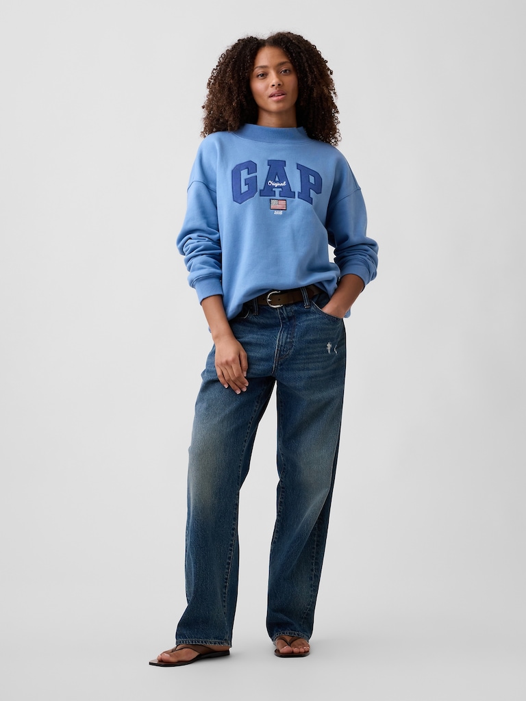 Oversized Gap Logo Mockneck Tunic Sweatshirt