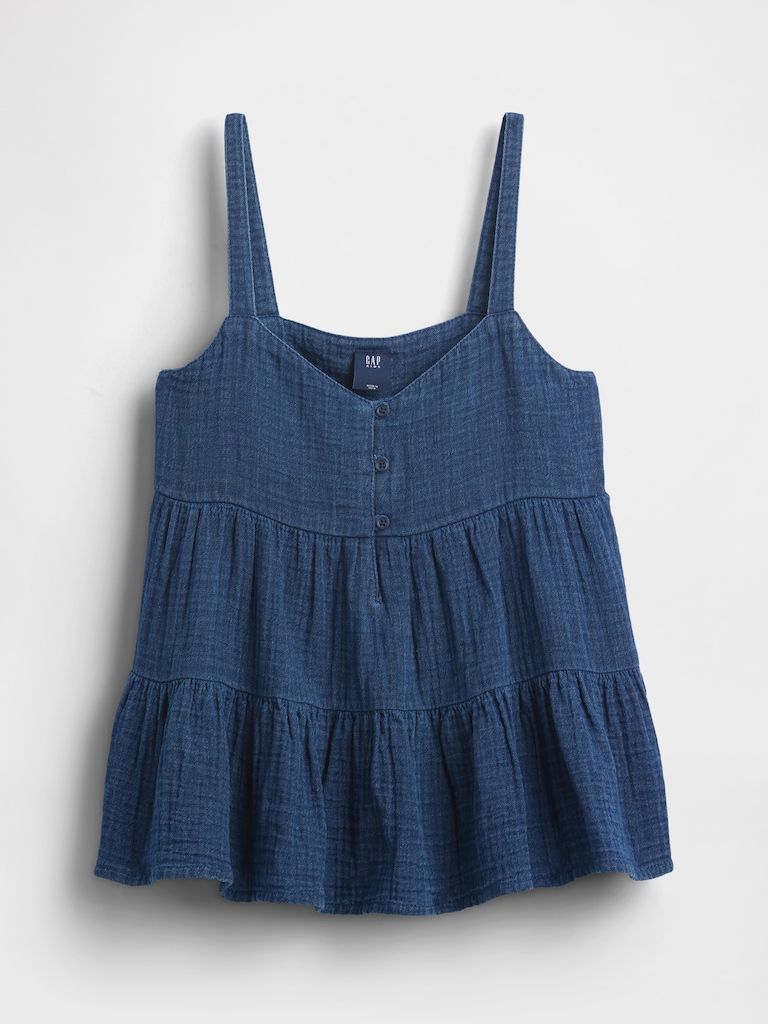 Kids Cotton Gauze Tiered Tank Top