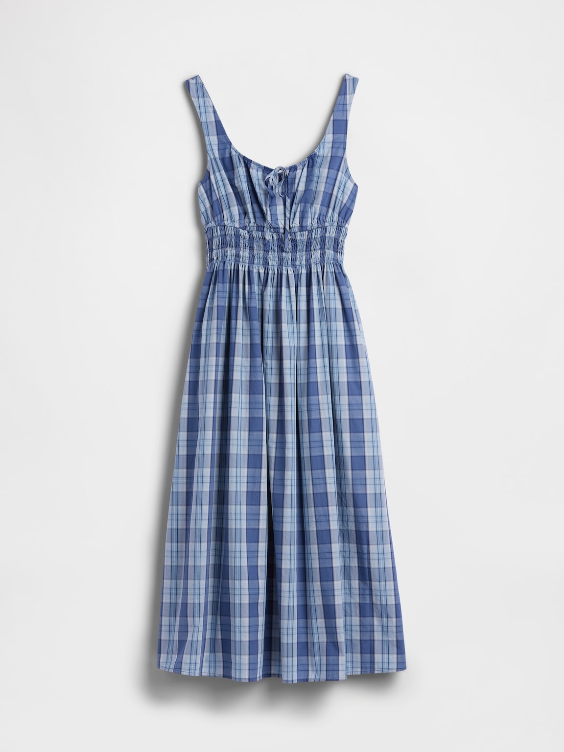 Smocked Tie-Front Midi Dress
