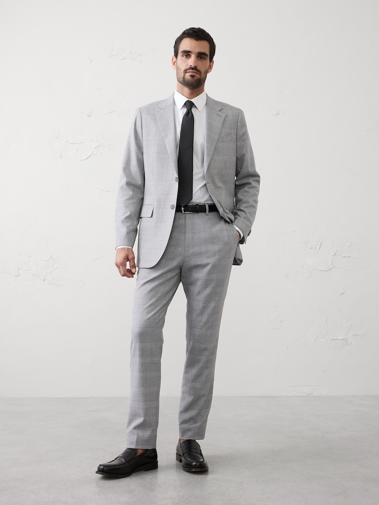 Tailored-Fit Glen Plaid Suit Trouser