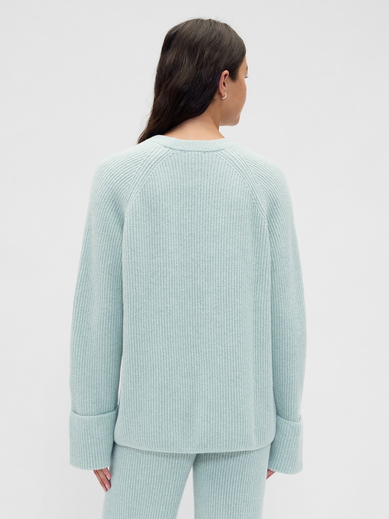 CashSoft Shaker-Stitch Boyfriend Sweater