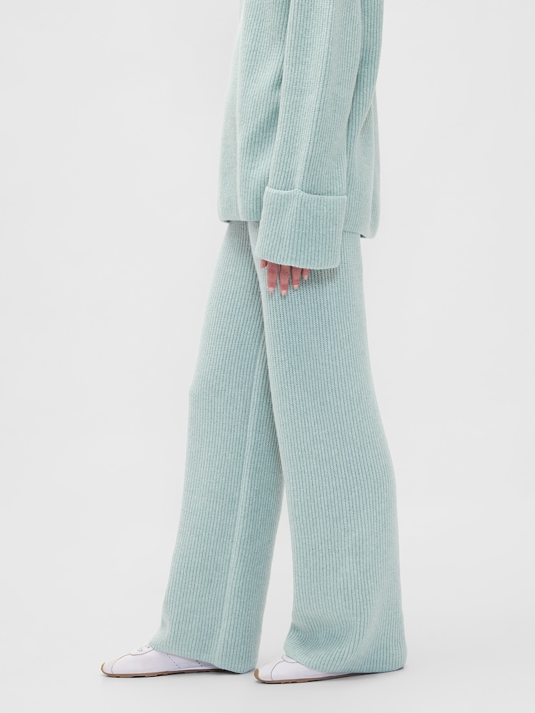 CashSoft Shaker-Stitch Sweater Pants