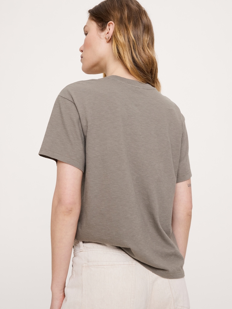 Cotton Slub Boyfriend Crew-Neck T-Shirt