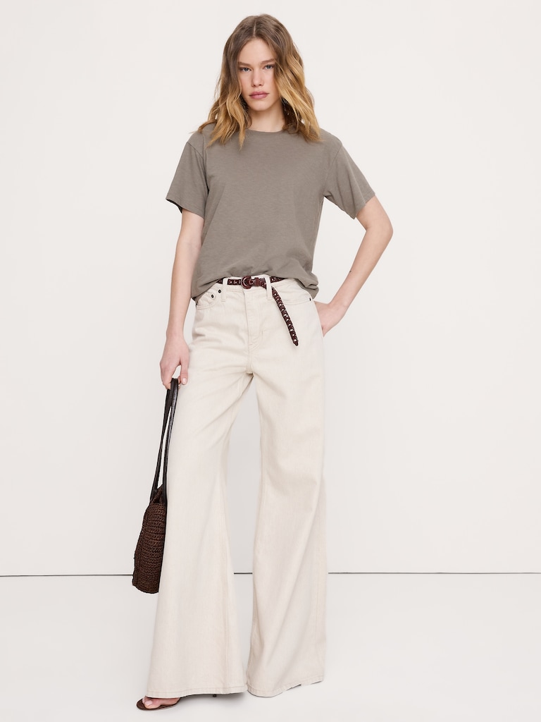 Cotton Slub Boyfriend Crew-Neck T-Shirt