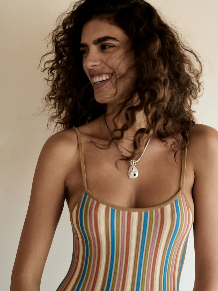 Sculpted Stripe Maxi Dress