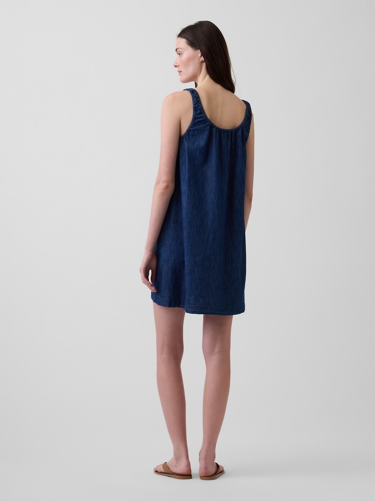 Scoop Neck Button-Front Mini Dress