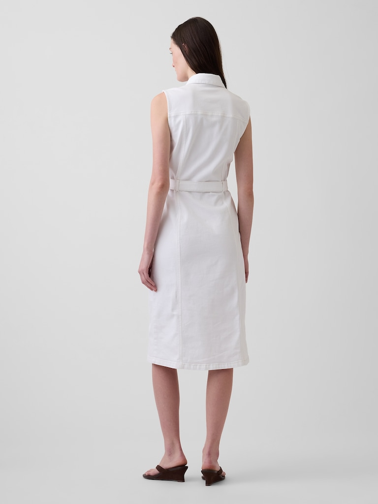 Denim Tie-Belt Midi Dress