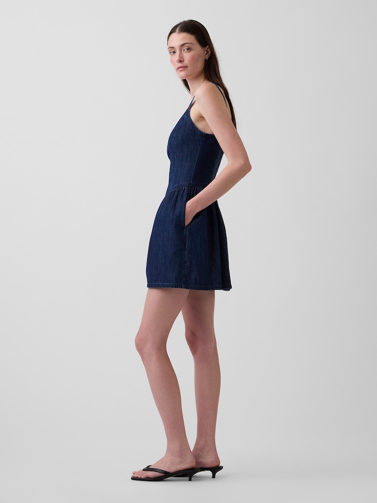 Denim Drop-Waist Mini Dress