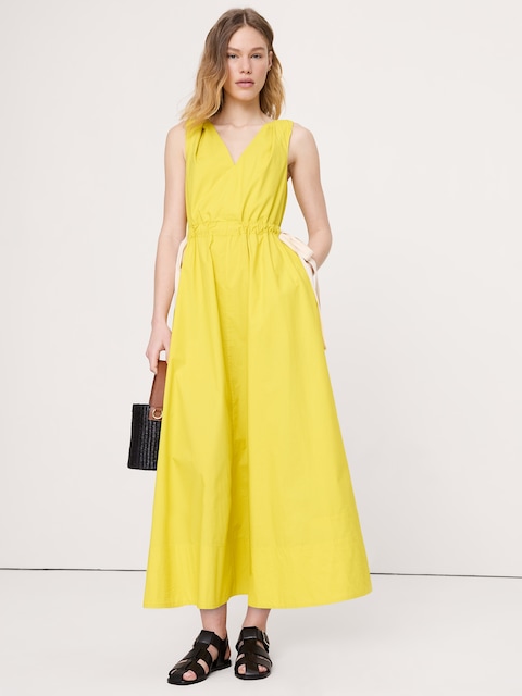 fitted lace wedding dress YELLOW PARADISE HIGH SLIT CHIFFON MAXI DRESS – Arelia's Dream main image 0