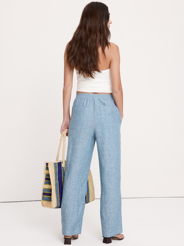 The Getaway Straight-Leg Pull-On Pant in Linen