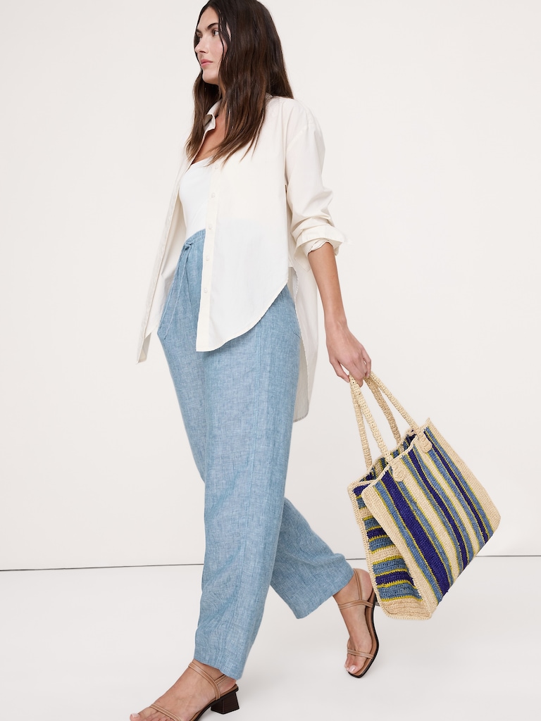 The Getaway Straight-Leg Pull-On Pant in Linen