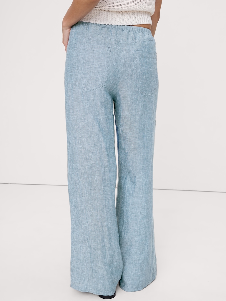 The Studio Wide-Leg Drawstring Pant in Linen