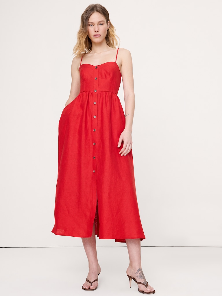 Linen Corset Button-Down Dress