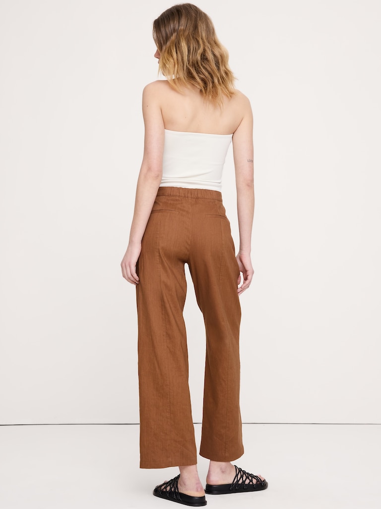 Mid-Rise Straight Utility Pant in Stretch Linen-Viscose