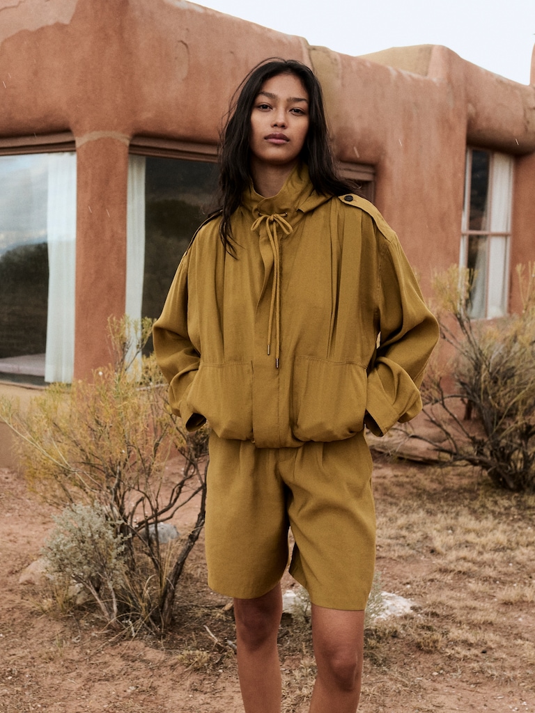 Belted Bermuda Short in Luster Twill