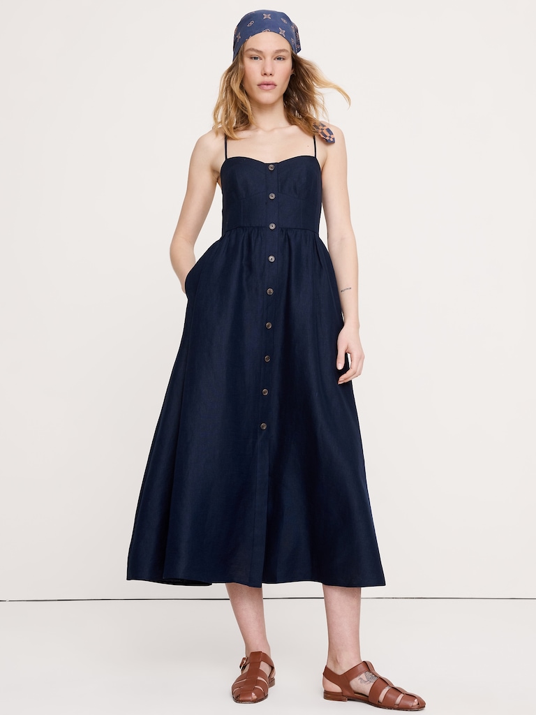 Linen Corset Button-Down Dress