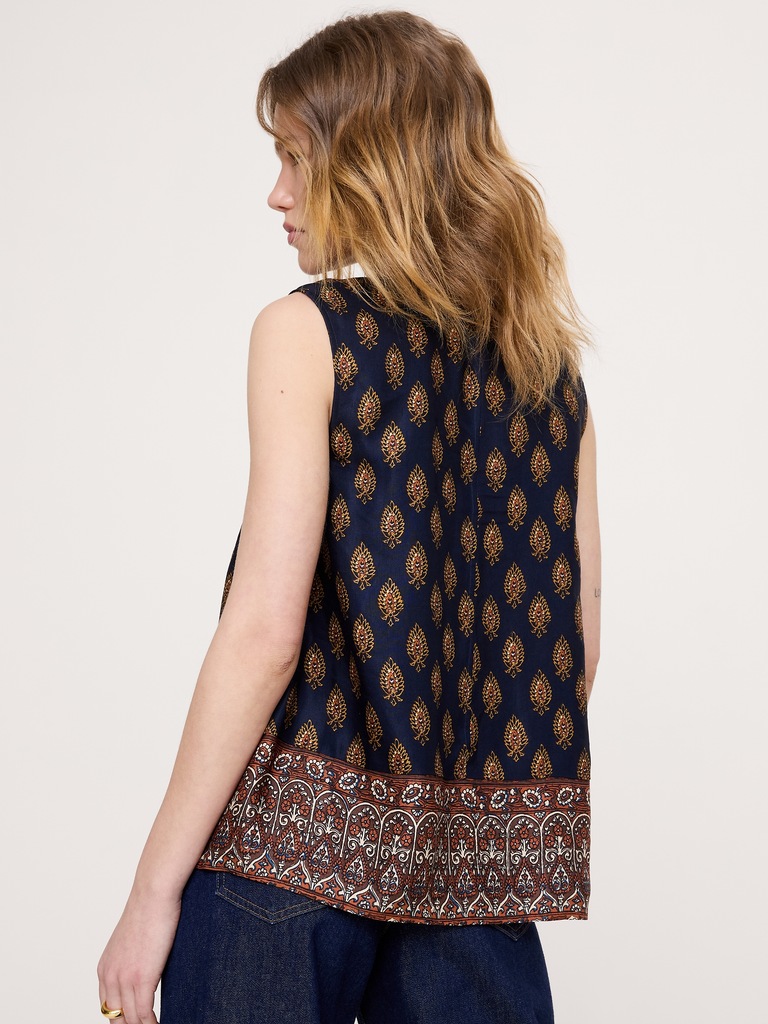 Viscose-Linen Scoop-Neck Tank