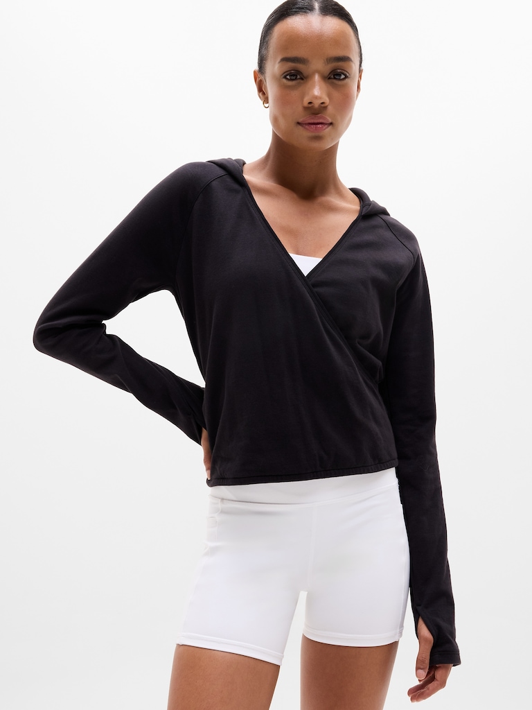 Airy Cotton Terry Wrap Hoodie