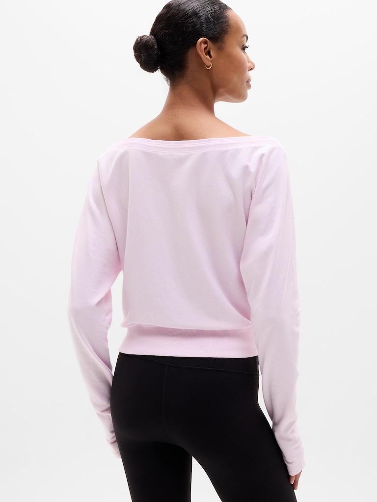 Airy Cotton Terry Boat Neck Sweatshirt