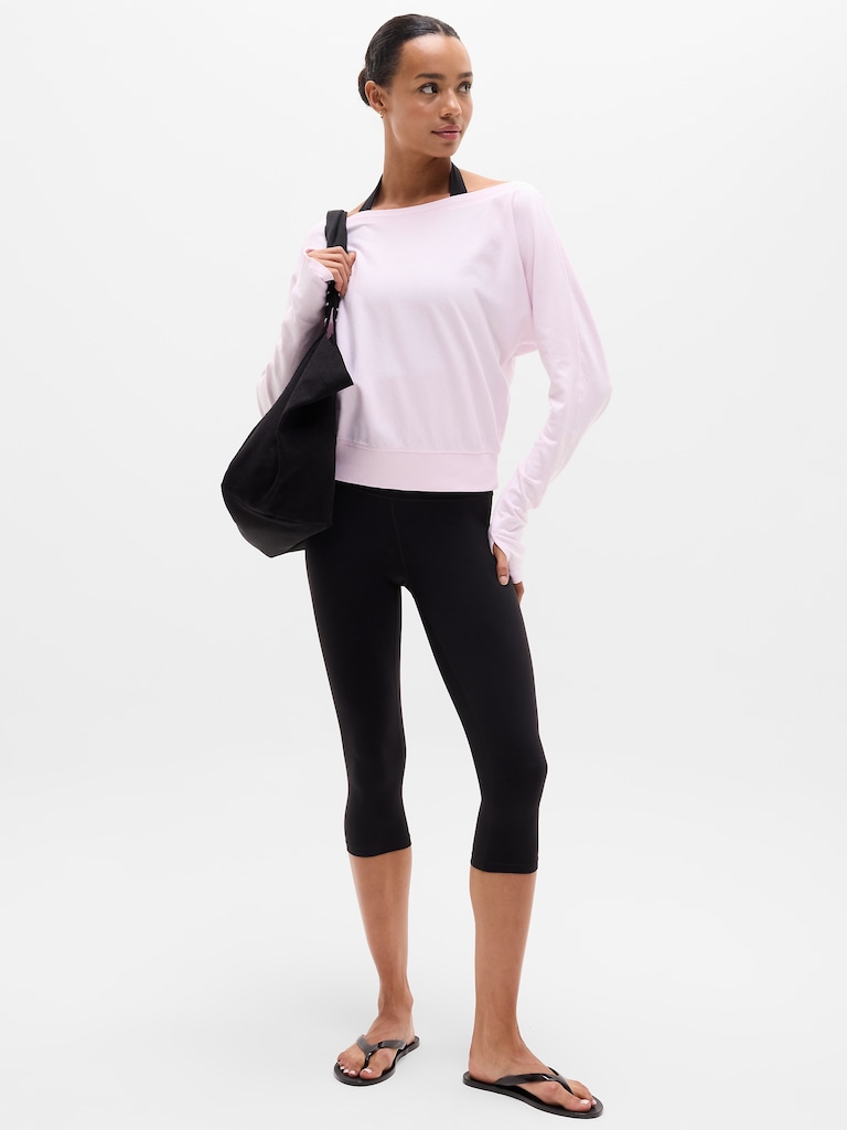 Airy Cotton Terry Boat Neck Sweatshirt