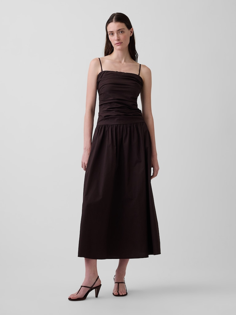 Poplin Drop-Waist Maxi Dress