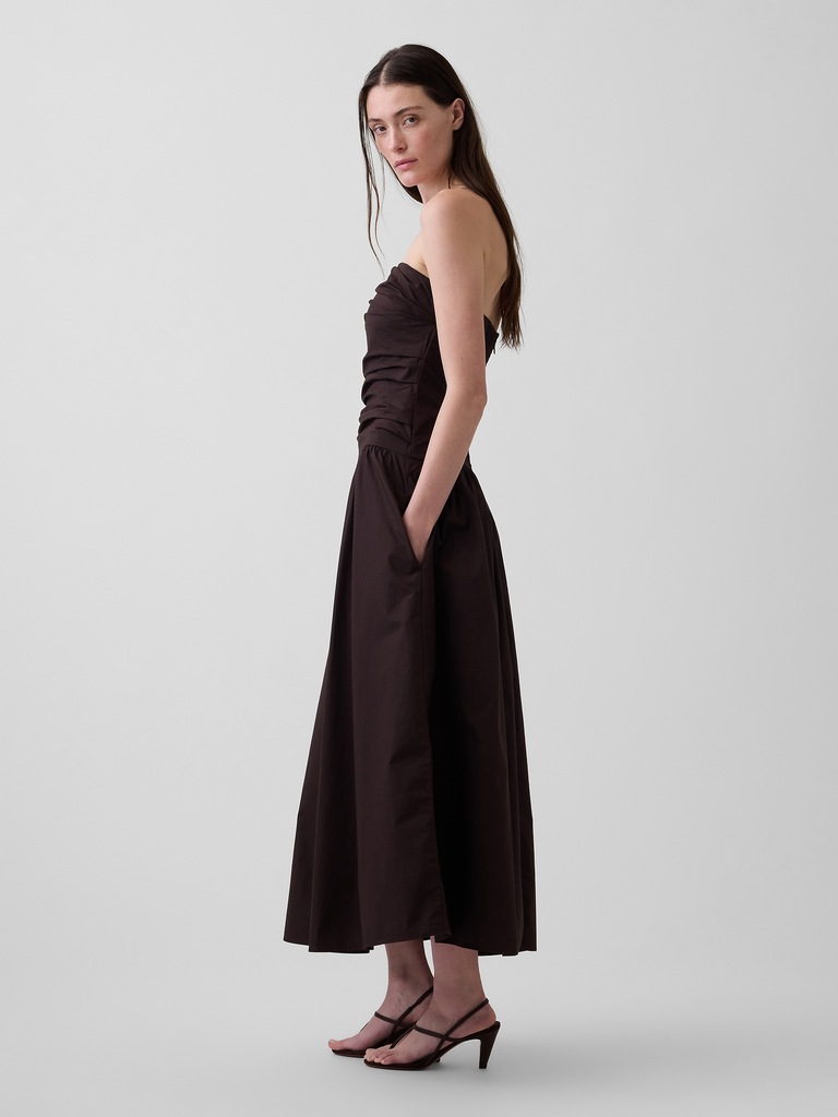 Poplin Drop-Waist Maxi Dress