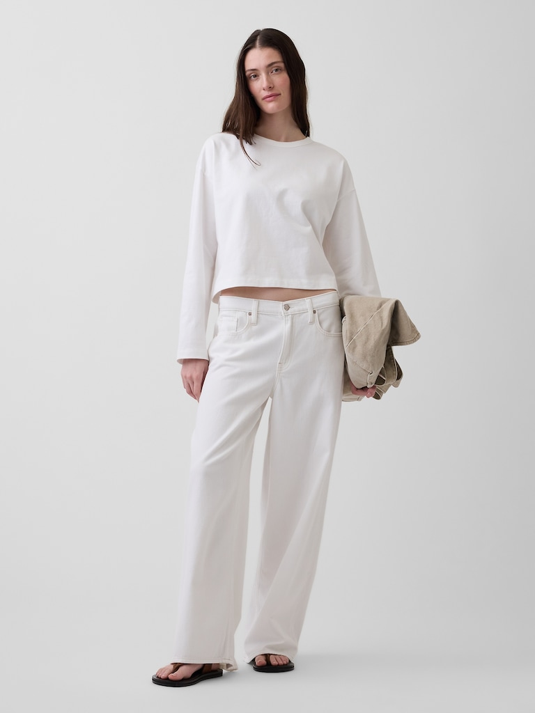 Knit Oversized Crop T-Shirt