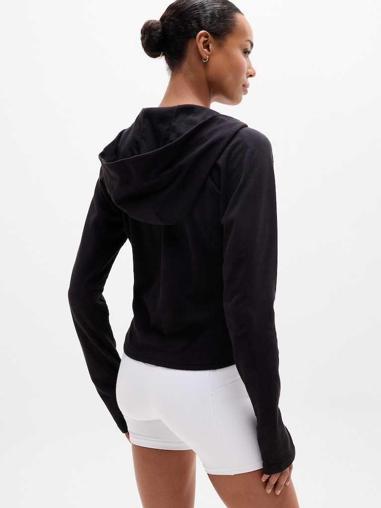 Airy Cotton Terry Wrap Hoodie