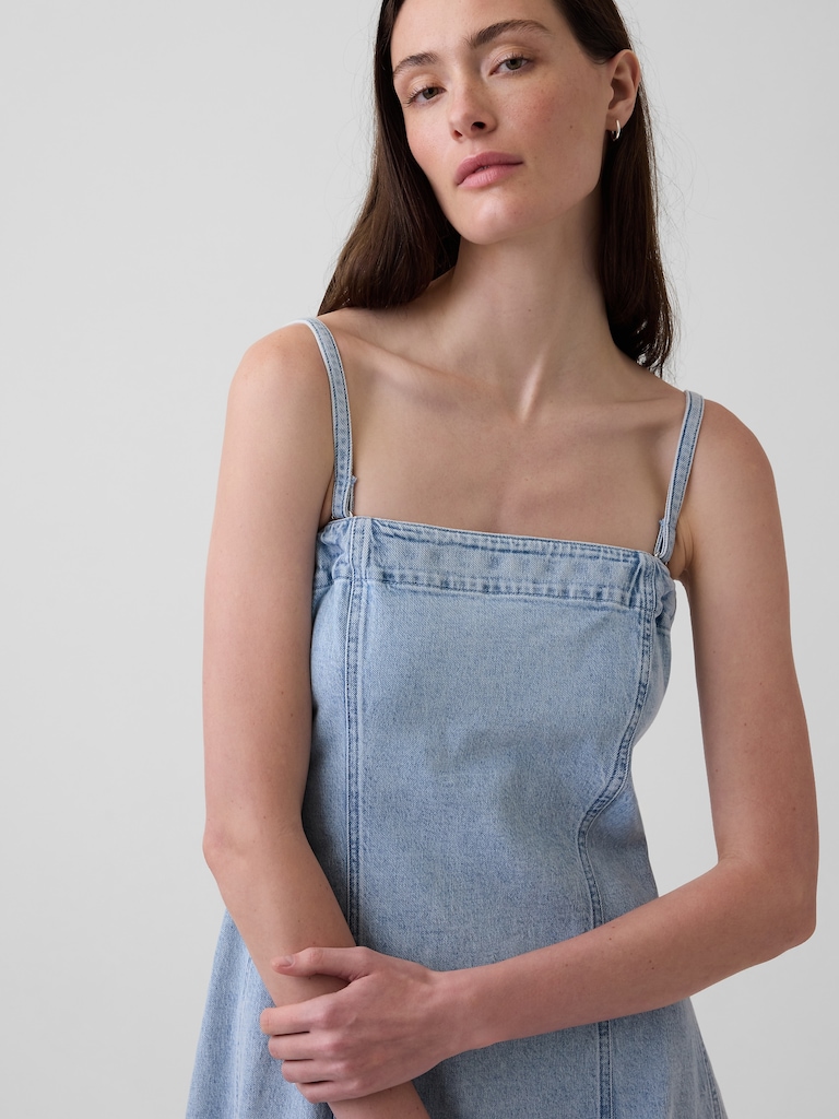 Strapless Denim Midi Dress