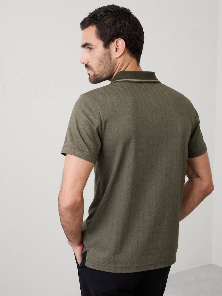 Slim-Fit Luxe Touch Johnny-Collar Polo