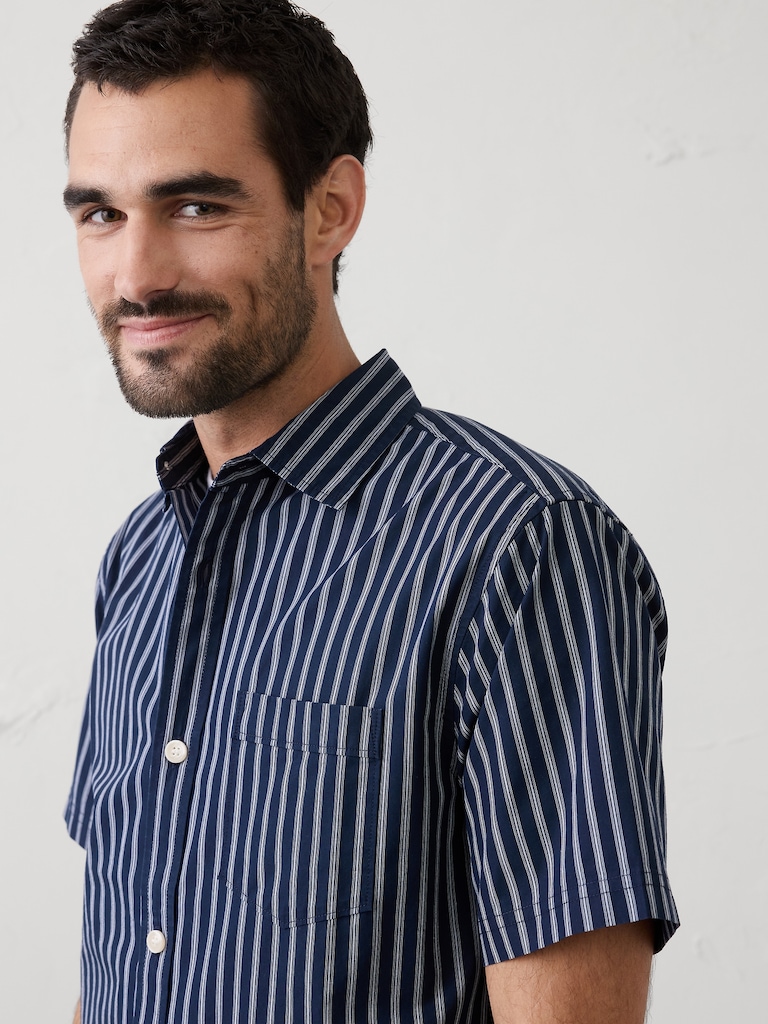 Relaxed-Fit Striped Poplin Shirt