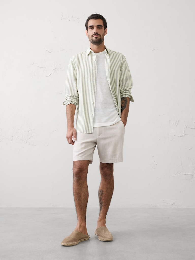 Slim-Fit Linen-Blend Shirt