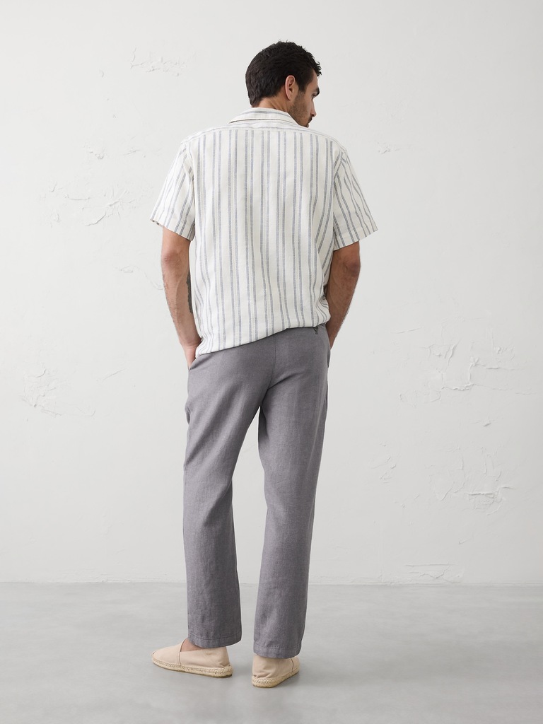 Slim Straight Linen-Blend Trouser