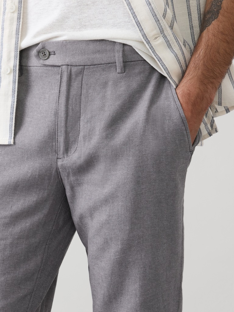 Slim Straight Linen-Blend Trouser
