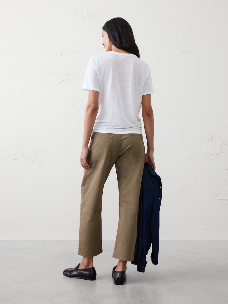 Barrel-Leg Mid-Rise Utility Pant