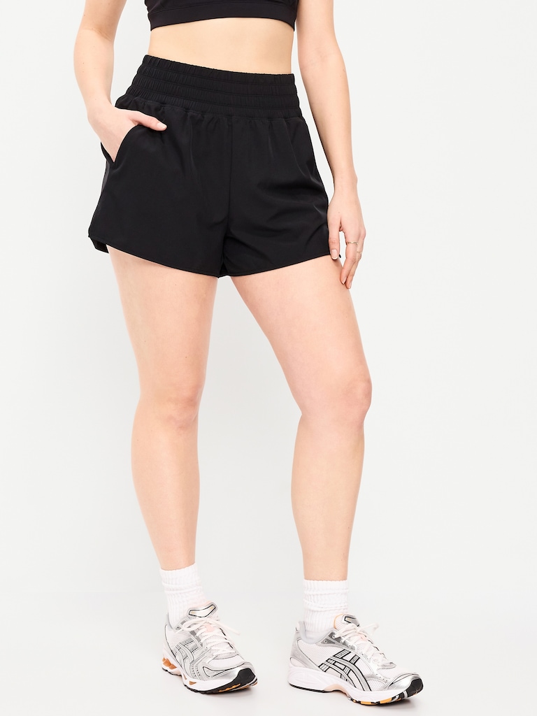Extra High-Waisted Crinkle Run Shorts -- 3-inch inseam