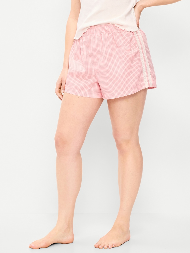 Eyelet-Trim Boxer Pajama Shorts