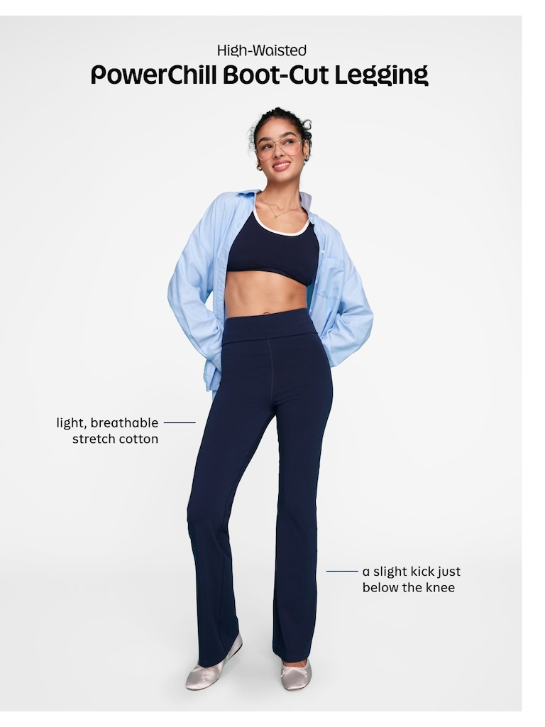 High-Waisted PowerChill Fold-Over Bootcut Leggings