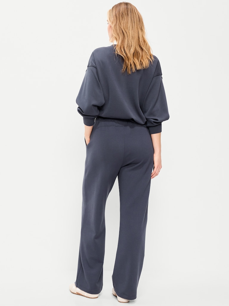 High-Waisted Dynamic Fleece Textured Wide-Leg Sweatpants