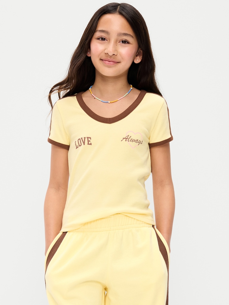 Fitted Short-Sleeve Graphic T-Shirt for Girls