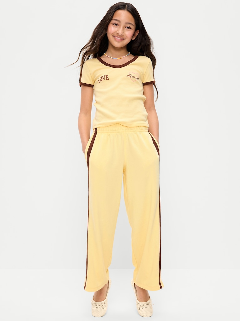 Baggy French-Terry Straight-Leg Retro Sweatpants for Girls