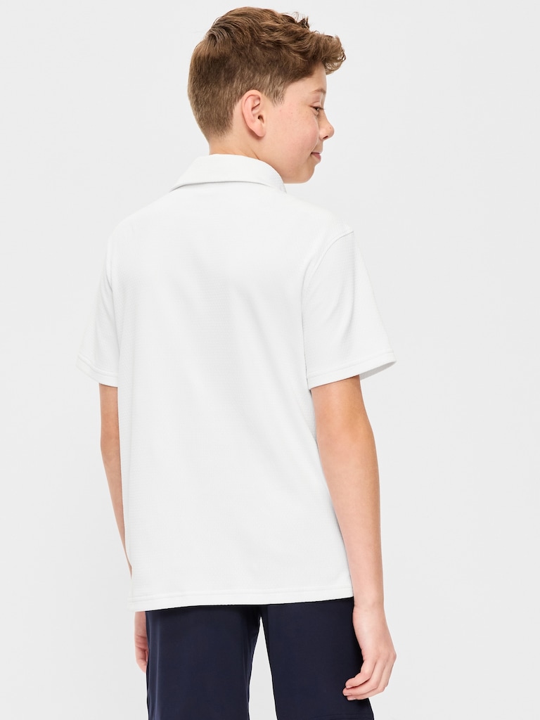 Short-Sleeve Textured Mesh Polo Shirt for Boys