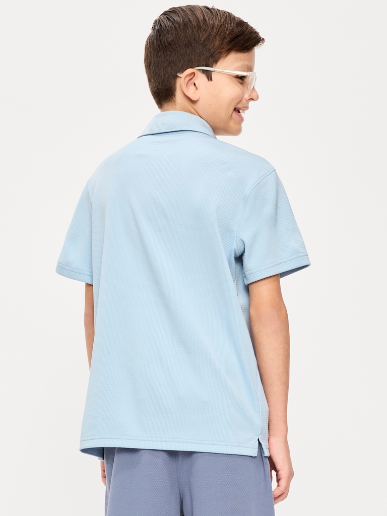 Short-Sleeve Textured Mesh Polo Shirt for Boys