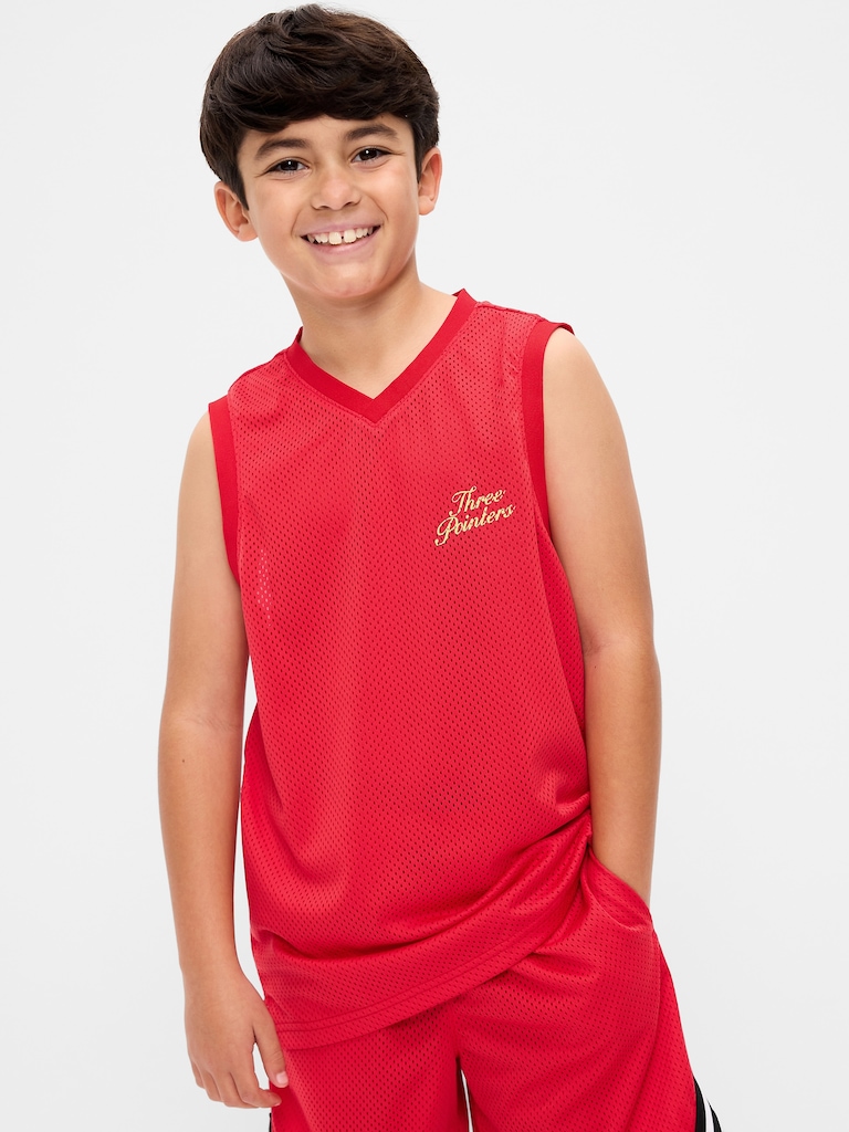 Mesh Graphic Basketball Tank Top for Boys
