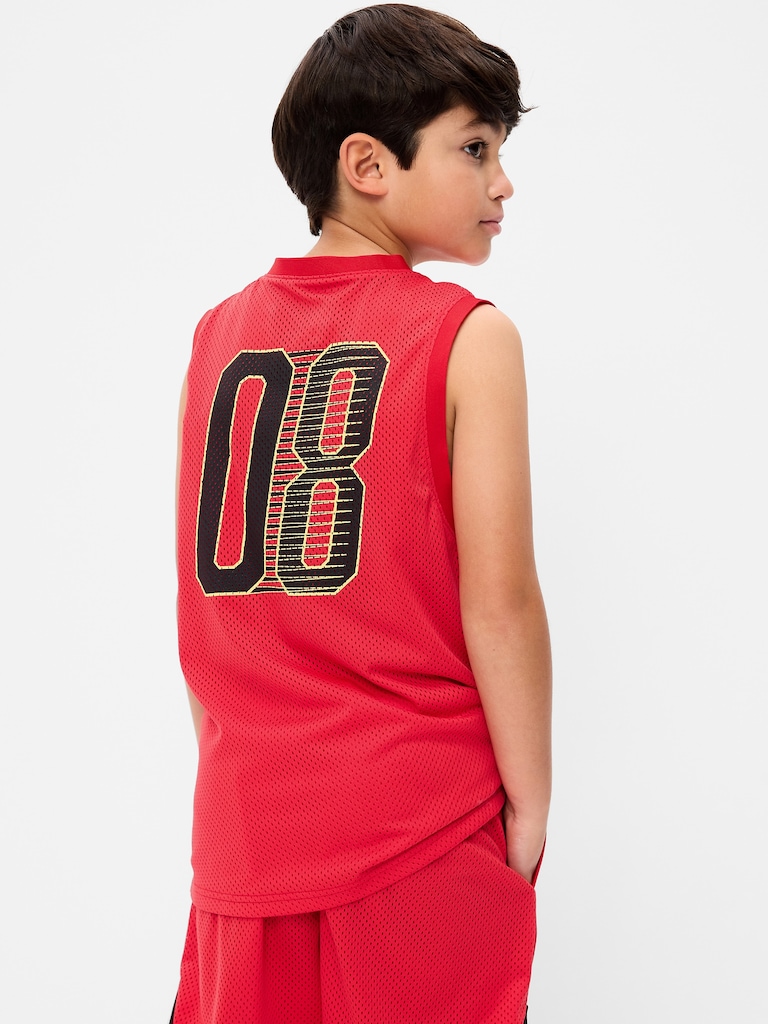 Mesh Graphic Basketball Tank Top for Boys
