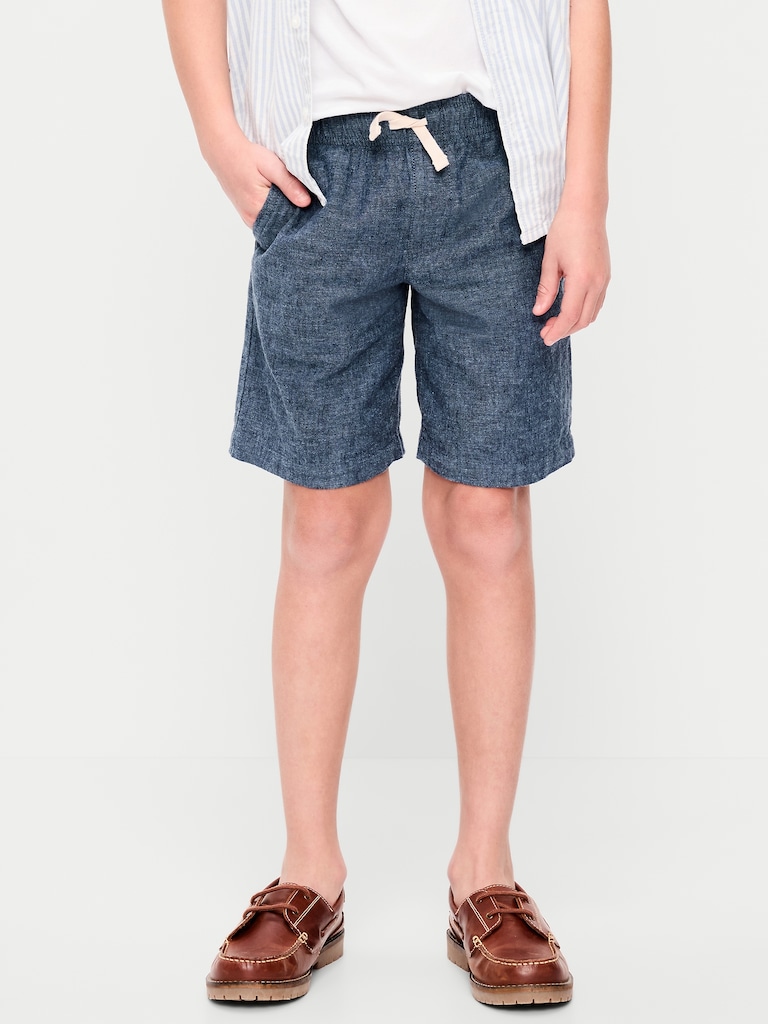 Knee Length Linen-Blend Dock Shorts for Boys