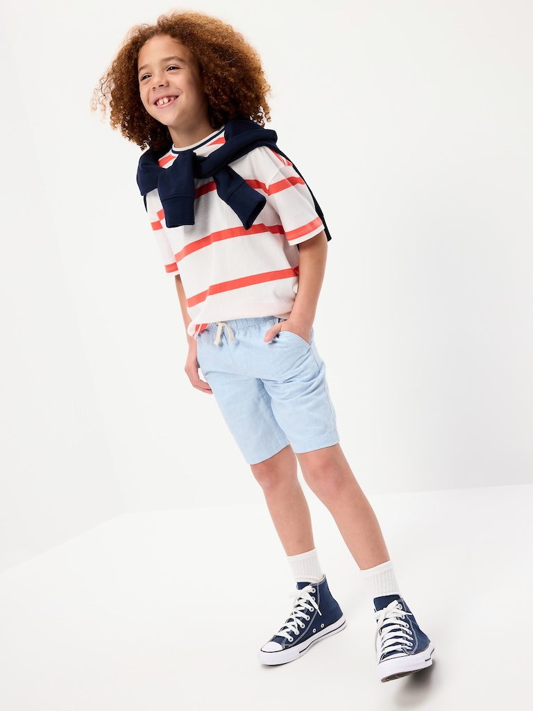 Knee Length Linen-Blend Dock Shorts for Boys