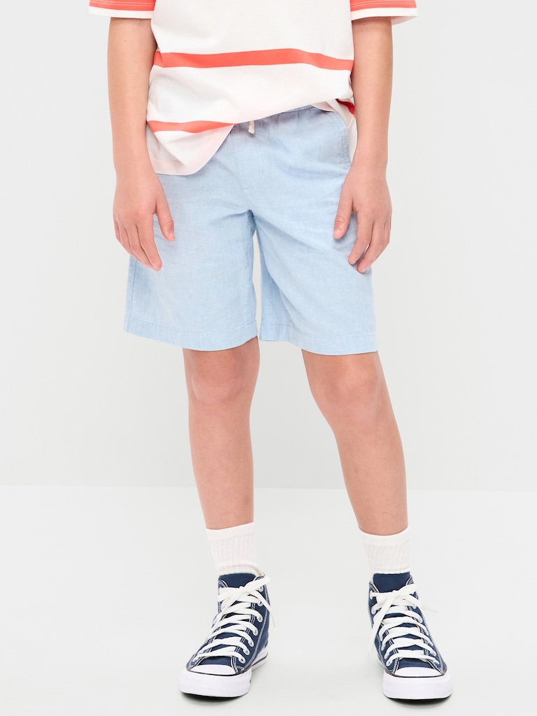 Knee Length Linen-Blend Dock Shorts for Boys