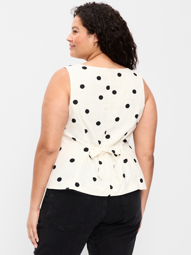 Button-Down Linen Blend Top